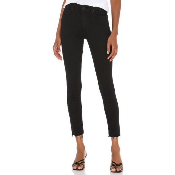 Mother USA Made The Looker Ankle Fray Jeans High Rise Not Guilty Black Size 26 - Picture 1 of 13